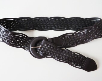 Women/'s Braided Woven White Belt w//Buckle