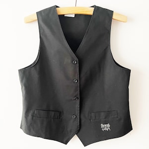 Black women&#39;s vest, Steampunk waistcoat, black formal vest, fitted sleeveless blazer, women clothing, office wear, gift for her, large