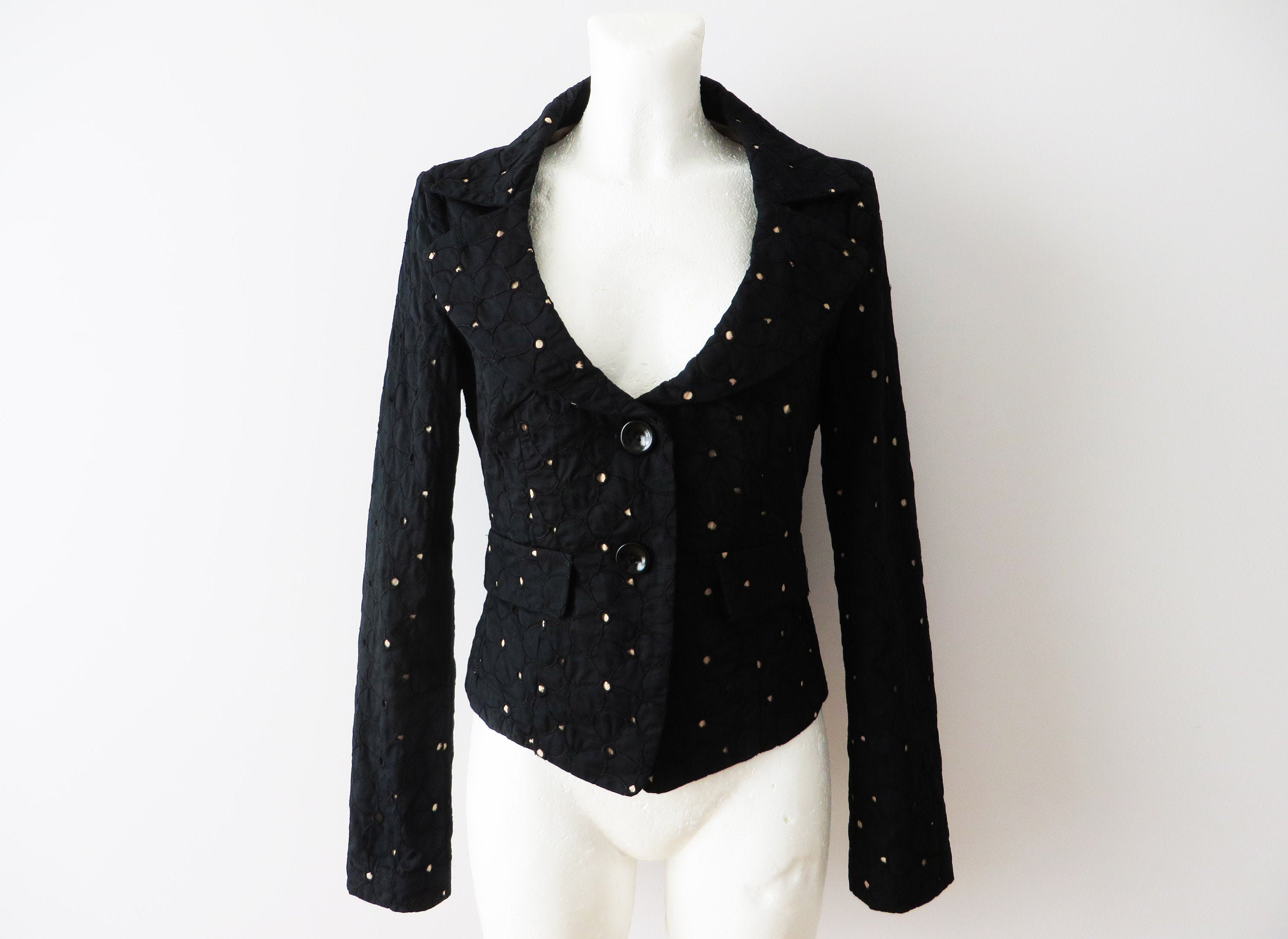 Black Embroidered Women Blazer Fitted Formal Jacket Black Etsy
