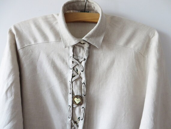 90s Women Dirndl Shirt Long Sleeve Embroidered Li… - image 2