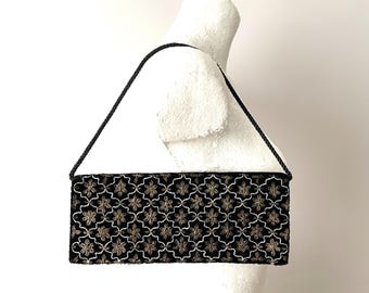 Bolso de mano vintage de terciopelo bordado: bolso de noche, bolso de ópera.
