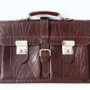 Cartera de cuero original de los años 60, maletín de cuero, estuche de diario marrón, bolso retro para computadora portátil, estuche para documentos, bolso para cuaderno de archivos comerciales