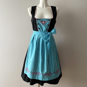 Vintage Embroidered Dirndl Dress: Austrian Trachten Gown, Small