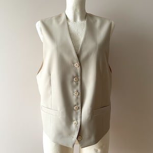 Beige women's vest, sleeveless summer top, buttons up formal vest, lightweight sand beige waistcoat, gift for her, size medium