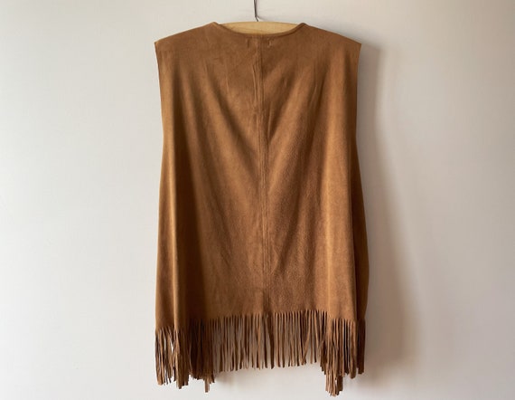 Vegan leather vest, brown fringe waistcoat, faux … - image 5