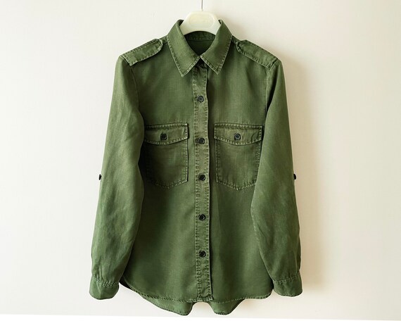 Overtreden neef antenne Groene safari blouse vrouwen katoenen shirt militaire stijl - Etsy België