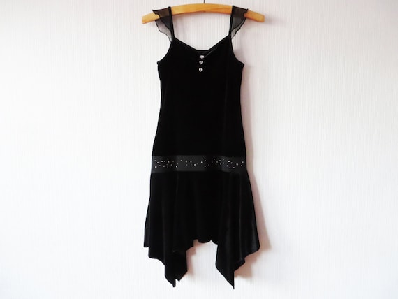 black velvet asymmetric bodycon midi dress Vintage Dress: Bodycon, Spaghetti Straps fall_dress Does Brown and Black Color:Same as Picture( SHORT RED DRESS) Dress Measures 20 Longer