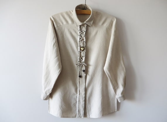 90s Women Dirndl Shirt Long Sleeve Embroidered Li… - image 1