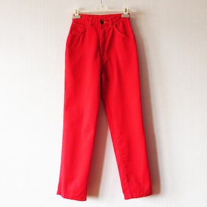 Vintage 80er Jahre High Waist Rote Baumwoll Hose - Small