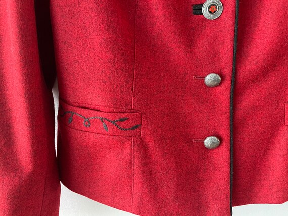 90s Crimson dirndl blazer, Red Austrian women woo… - image 3
