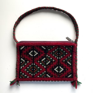 Bolso pequeño de lana, cartera con estampado étnico, mini bolso de mano, monedero con estampado de alfombra persa, clutch pequeño boho con alfombra persa, bolso hippie pequeño, idea de regalo