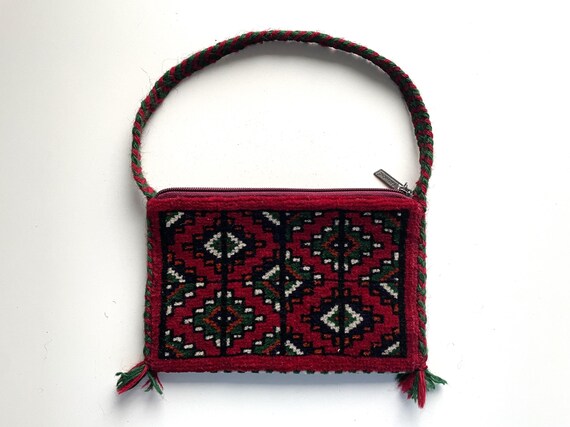 Bolso pequeño de lana, cartera con estampado étnico, mini bolso de