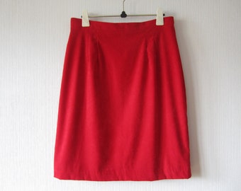 Hot Red Pencil Skirt High Waisted Knee Length Skirts Sexy Femme Fatale Clothing Office Wear Gift for Women Large Size