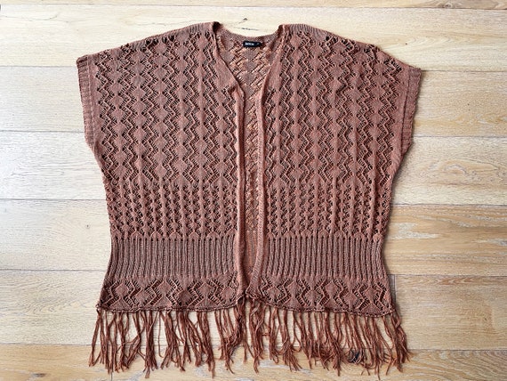 Knitted fringe vest, brown women's Boho waistcoat… - image 6