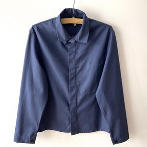 Navy blue work jacket, workers jacket, cotton workwear, work clothes, artist wear, blue chore jacket, gift idea for him her, size medium