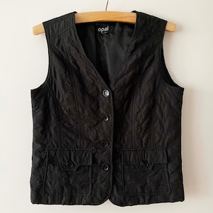 Black quilted vest, Steampunk waistcoat, black women vest, sleeveless blazer, women clothing, home wear, gift for her, size large