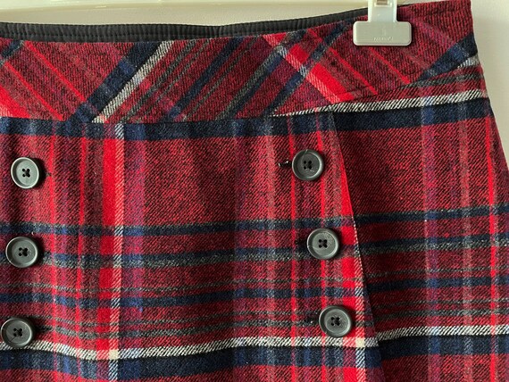 Tartan plaid mini skirt, Red gray checkered wool … - image 2