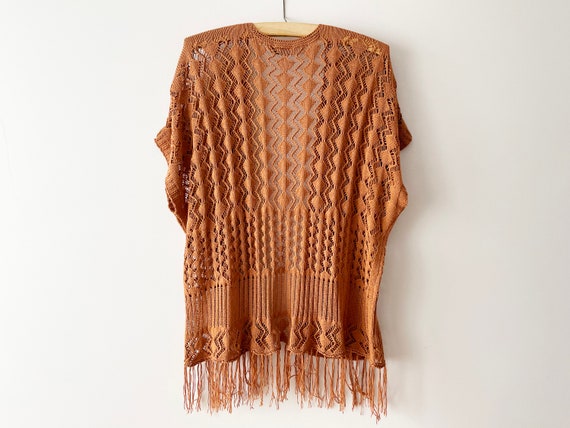 Knitted fringe vest, brown women's Boho waistcoat… - image 2