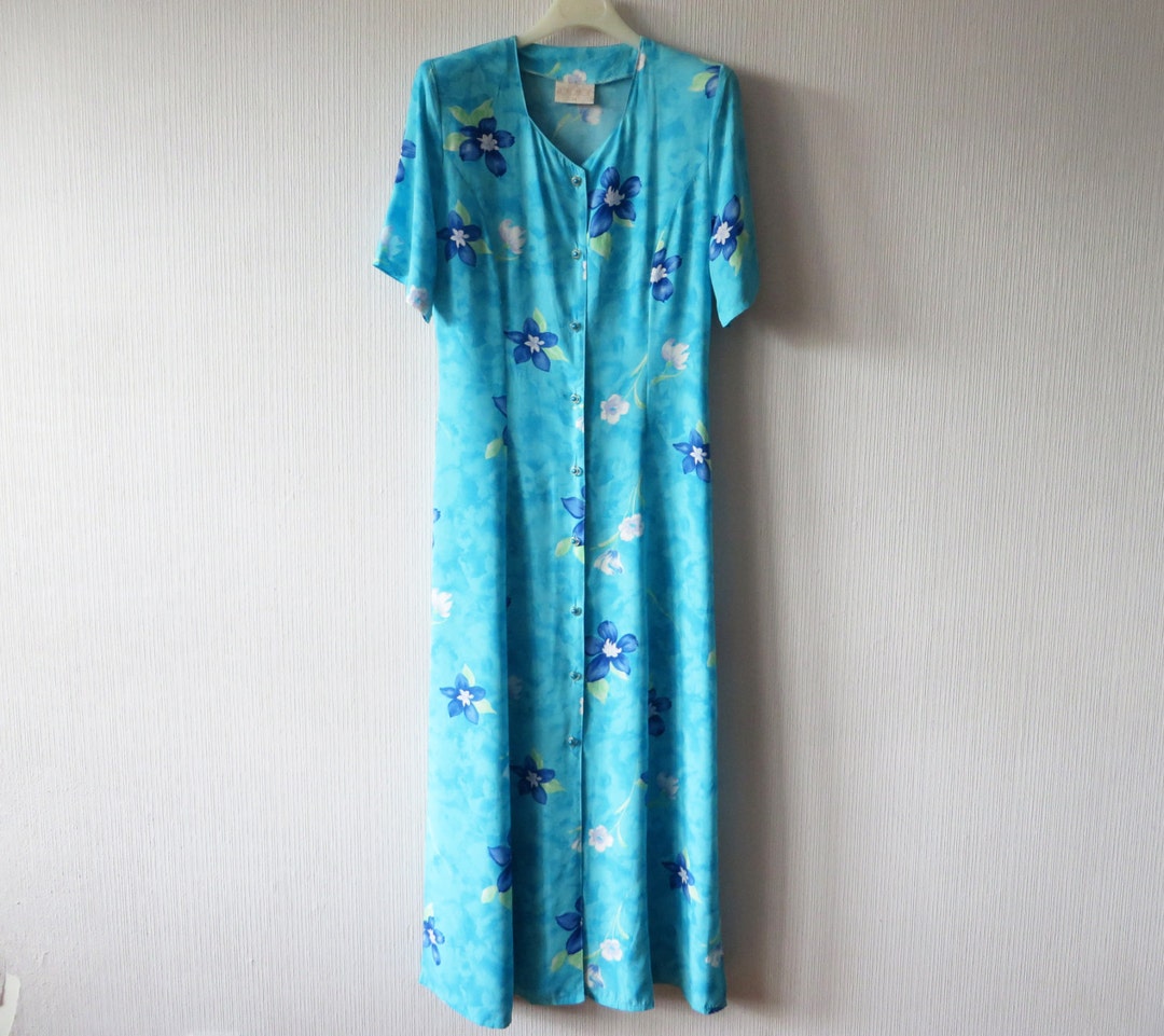 Vintage 80's turquoise wrap dress Beau David 6 main image 0