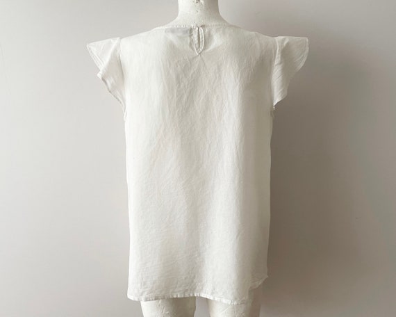 White embroidered top, Cotton batiste blouse, flo… - image 4
