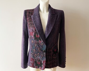 Embroidered women's blazer, fitted formal jacket, purple office wear, secretary outfit, women formal wear, gift idea for her, size medium