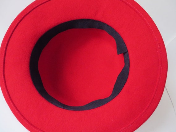 Bright Red Wide Brim Hat Hot Red Wool Fedora Hat … - image 5