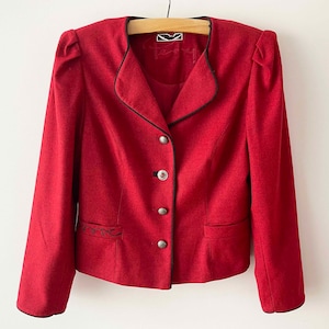 90s Dirndl Blazer / Blazer: Vintage Jacke aus dem österreichischen Wollgemisch (Large)