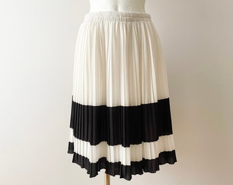 Vintage Accordion Pleated Skirt: Black & White, Made in Italy, Size Small