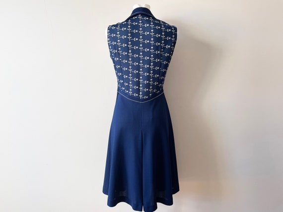 70s Navy summer dress, Sleeveless women's gown, d… - image 3