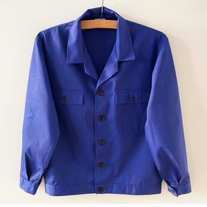 Navy blue work jacket, workers jacket, cotton blend workwear, work clothes, artist wear, blue chore jacket, gift for him, medium