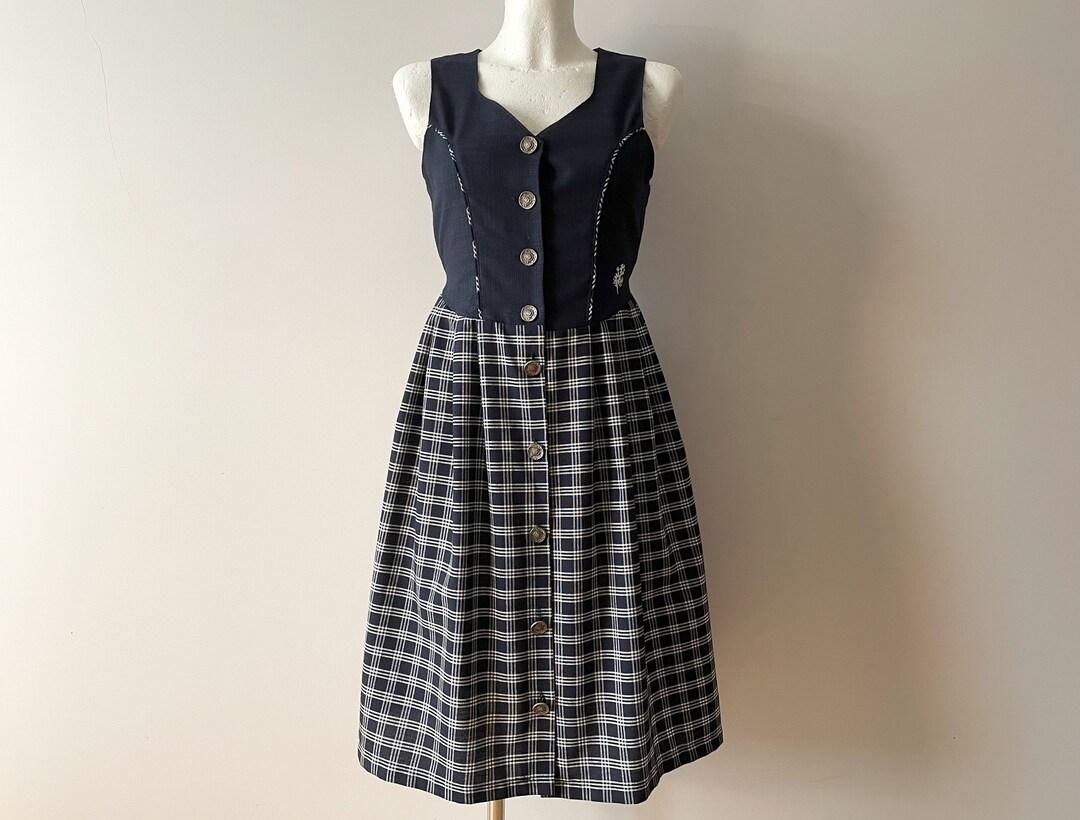 Women's Trachten Dress, Sleeve Less Dirndl Gown, Loden Alpen Style ...