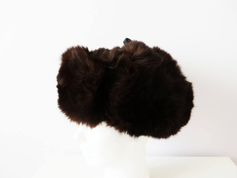 Ushanka Hat Ear Flaps Trapper Trooper Rabbit Fur Winter Hat Soviet Vintage 70s Chocolate Brown Traditional Russian Winter hat Gift for Her