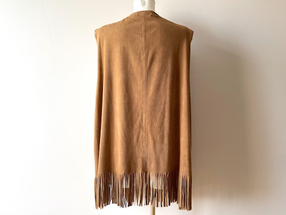 Vegan leather vest, brown fringe waistcoat, faux … - image 2