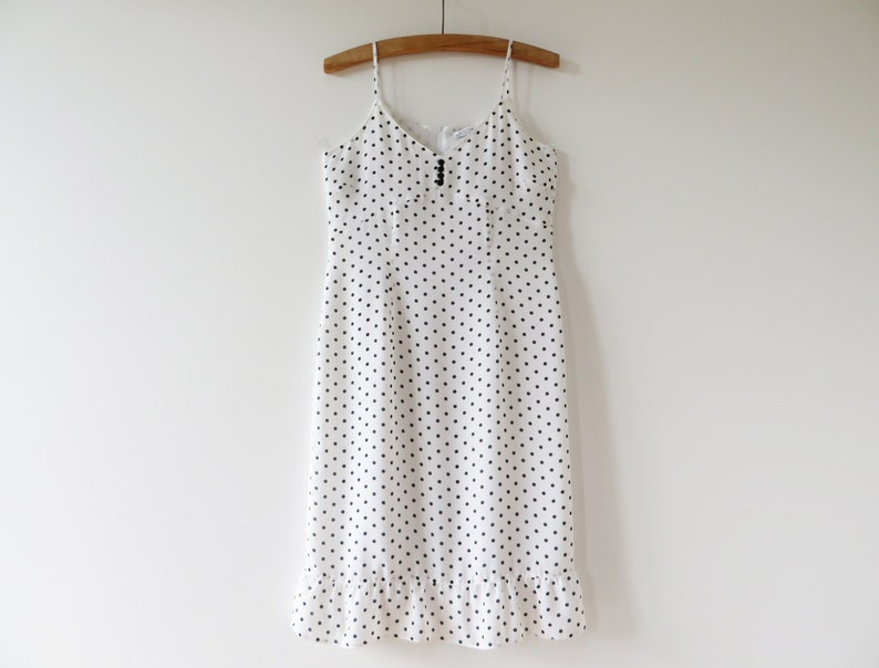 White Summer Dress Polka Dot Dress White Pencil Dress Knee Length Dress ...