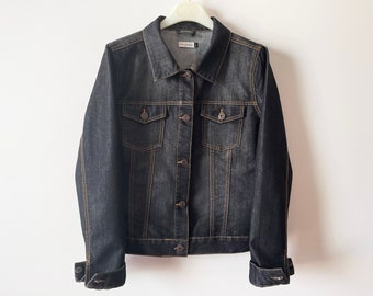 ヴィンテージ ダークブルー デニム ボタンフロント ジャケット - Etsy 日本