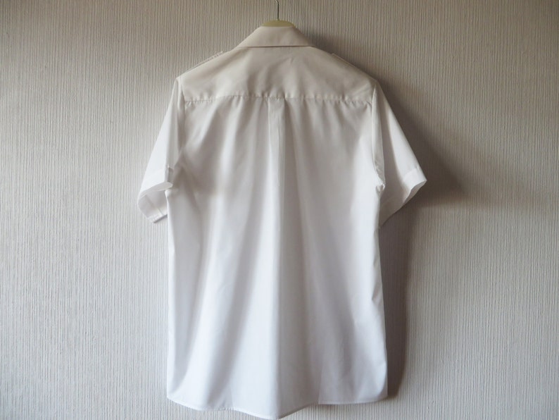 White Uniform Shirt Women/'s Military Blouse Shoulder Epaulettes Short Sleeve Shirt Cotton blend Summer Shirt Uniform Blouse Size Large