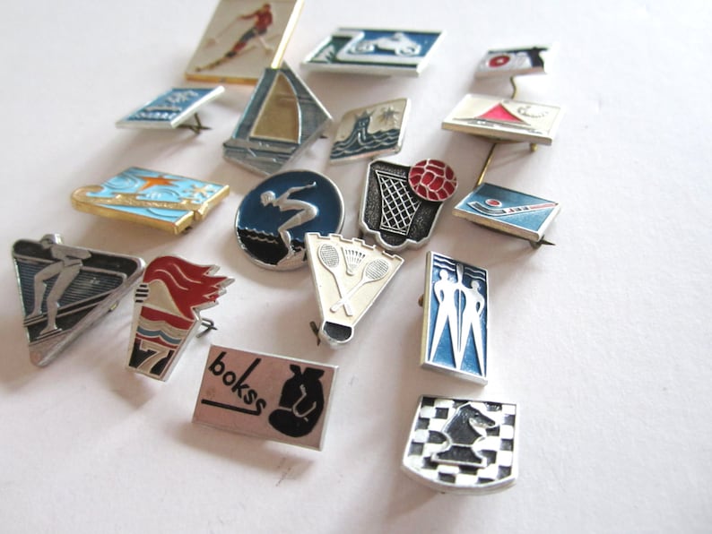 Set of 17 Vintage Sports Pins Soviet vintage badge Rare Sports Etsy