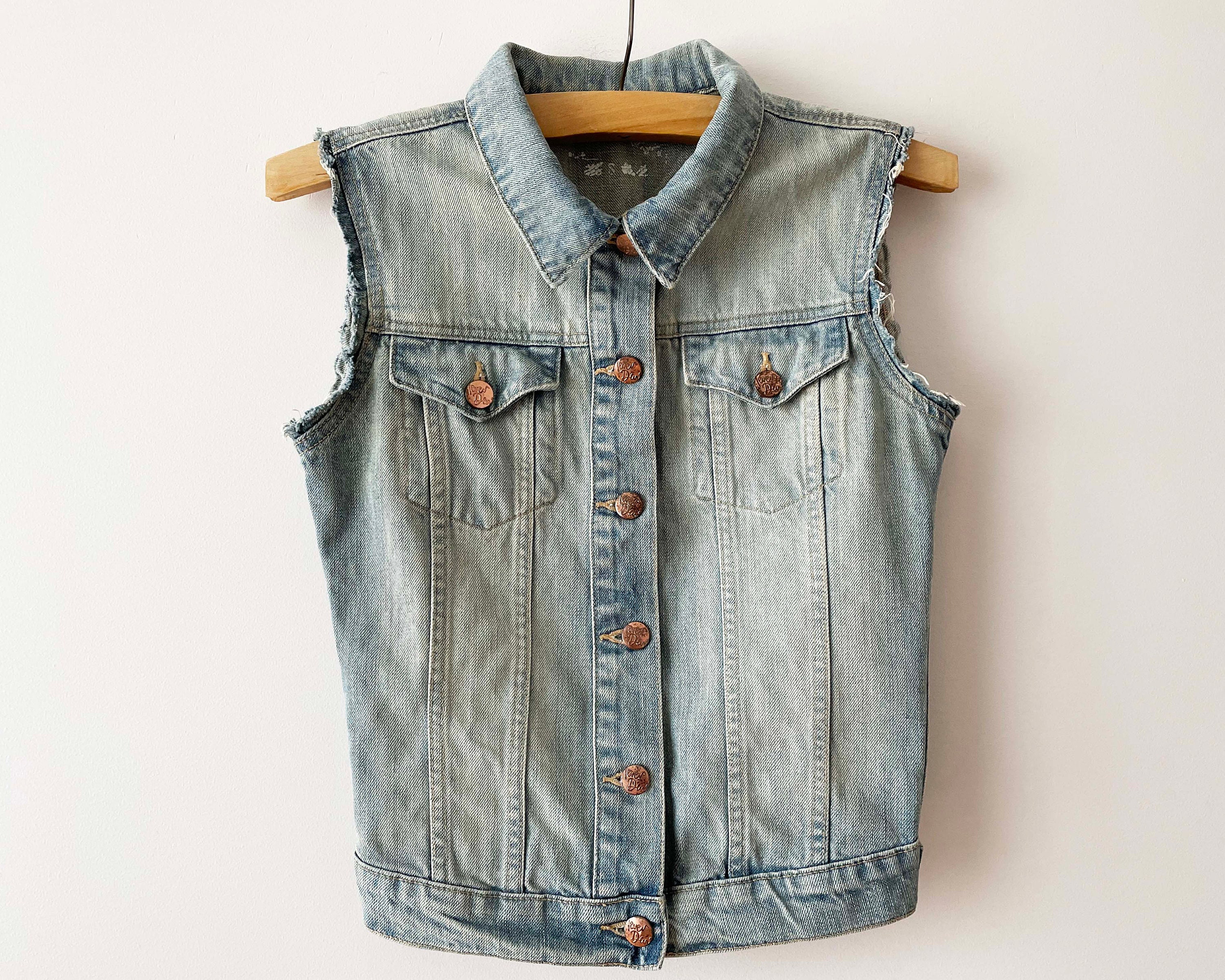 Light Blue Denim Vest Fitted Women Top 