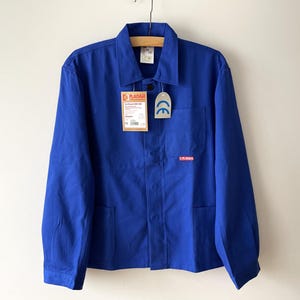 NOS Blue work jacket, workers jacket, royal blue cotton workwear, work clothes, artist wear, chore jacket, gift idea for him, large