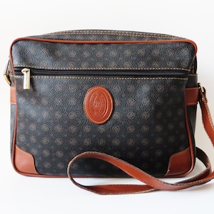 Sac à bandoulière marron noir vintage des années 90 cartable en cuir végétalien sac à main en similicuir artisan bohème hippie