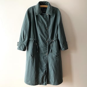Vintage 80er Jahre Damen Parka Mantel, leichte blaue lange Taillenjacke mit Kordelzug, Frauen Mantel, Geschenkidee für sie, Größe L