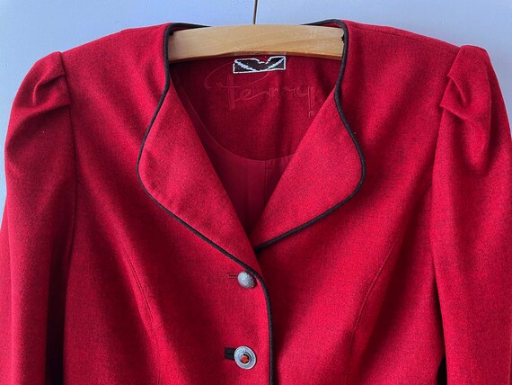 90s Crimson dirndl blazer, Red Austrian women woo… - image 4