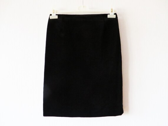 Black Velvet Pencil Skirt High Waist Fitted Knee Lenght Office | Etsy