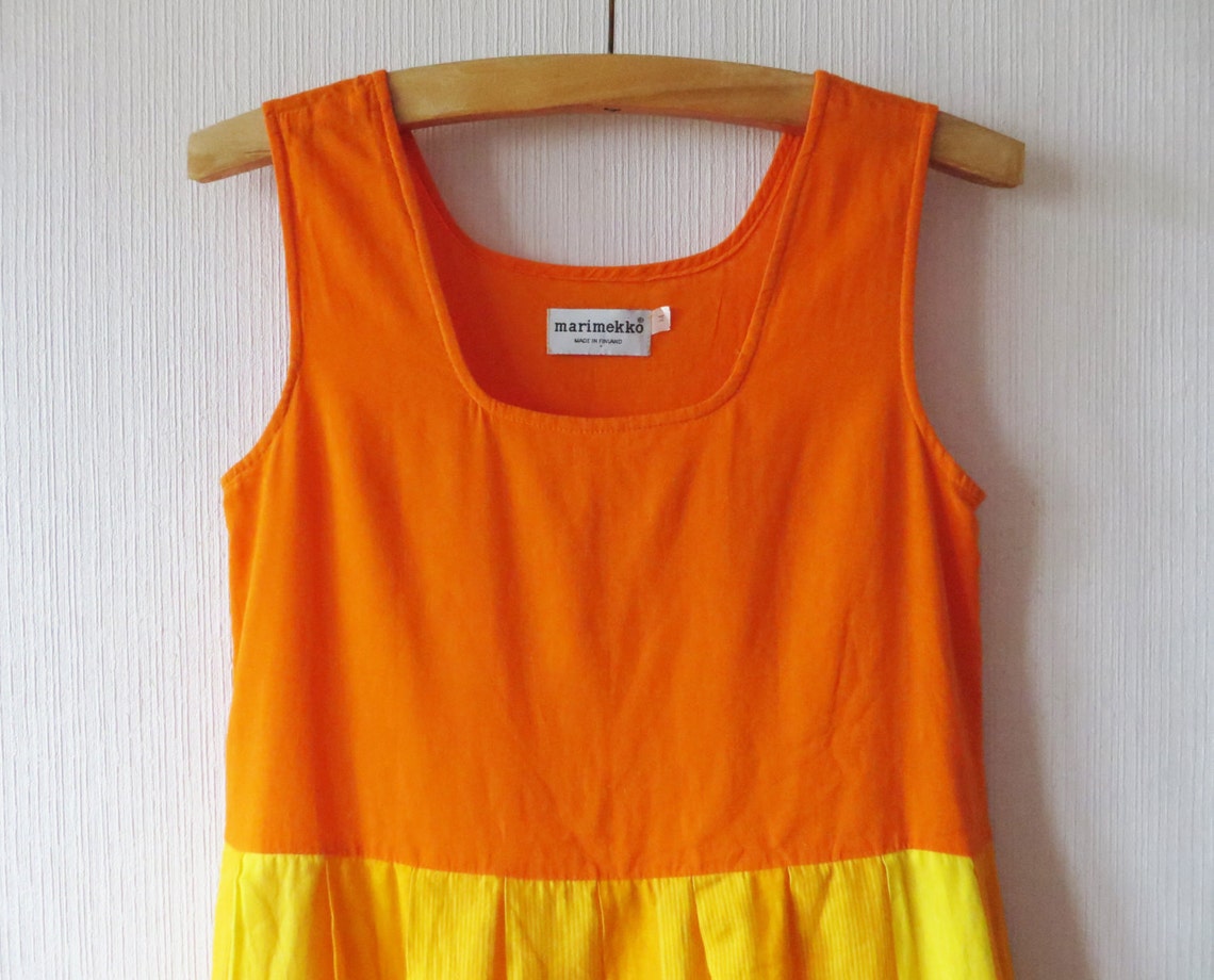 Vintage MARIMEKKO Dress Hot Orange Yellow Dress Marimekko Maxi | Etsy