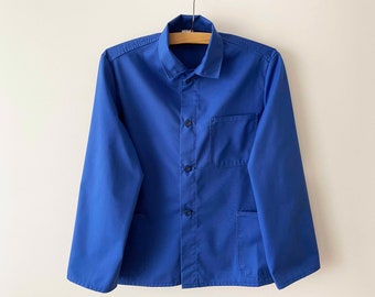Workers jacket, cobalt Blue canvas work jacket, Cotton blend workwear, work clothes, artist wear, chore jacket, gift for him, medium