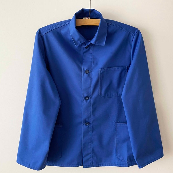 Workers jacket, cobalt Blue canvas work jacket, Cotton blend workwear, work clothes, artist wear, chore jacket, gift for him, medium