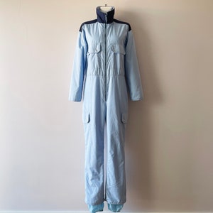 80s CIS One piece ski suit, Retro sky blue snowsuit, hipster winter wear, snow gear jumpsuit, snowboard, snow oweralls, size medium
