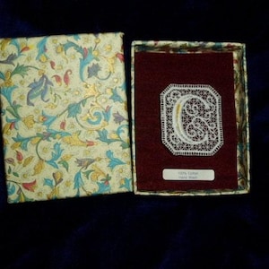 Abbey LACE Brooch Initial C Pin Box England Victorian Jewelry