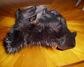 Vintage Mr Walter New York Black Fur Felt Beaded Hat Satin  display picture 2