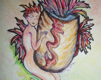 Autumn Fairy Sprite Original KATE PERRIN Pastel Painting